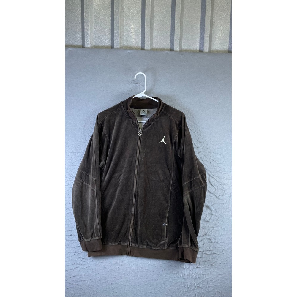 Jordan Brand Velour Track Jacket Mens XL Brown Excellent Jumpman Full Zip